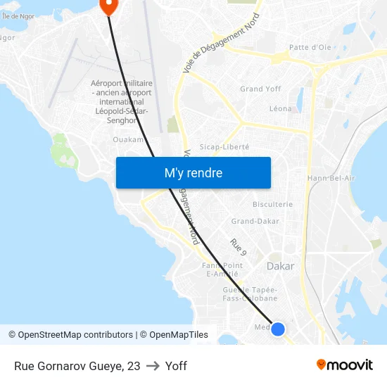 Rue Gornarov Gueye, 23 to Yoff map