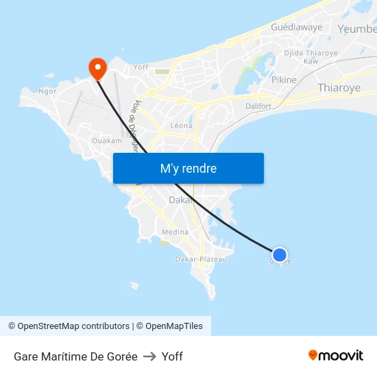 Gare Marítime De Gorée to Yoff map