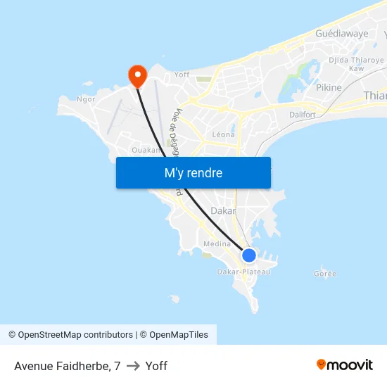 Avenue Faidherbe, 7 to Yoff map