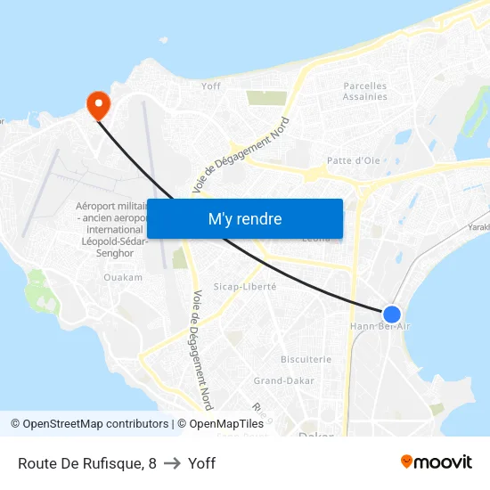 Route De Rufisque, 8 to Yoff map