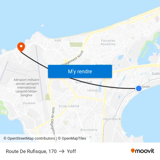 Route De Rufisque, 170 to Yoff map
