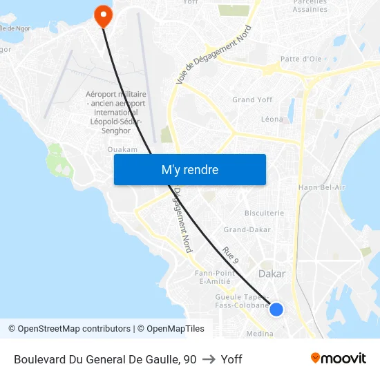 Boulevard Du General De Gaulle, 90 to Yoff map