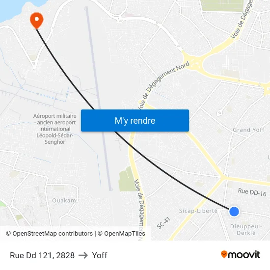 Rue Dd 121, 2828 to Yoff map