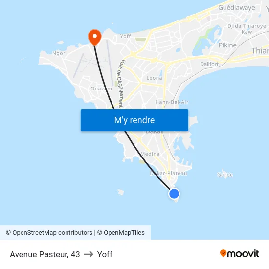 Avenue Pasteur, 43 to Yoff map