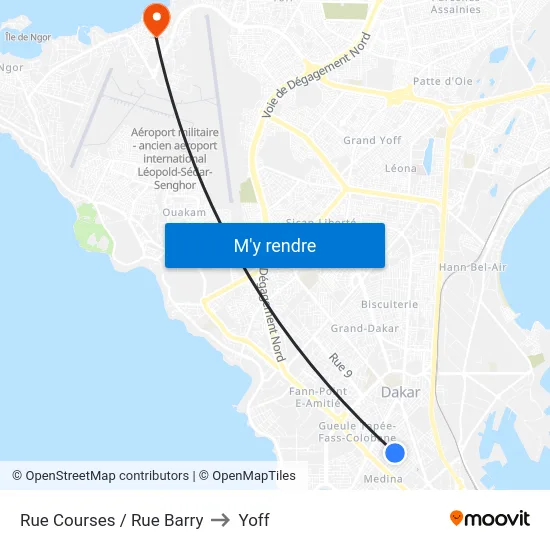 Rue Courses / Rue Barry to Yoff map