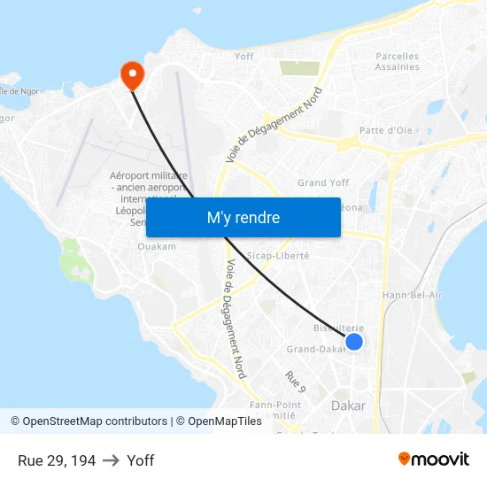Rue 29, 194 to Yoff map