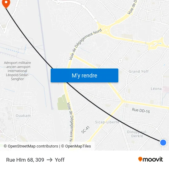Rue Hlm 68, 309 to Yoff map