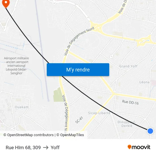 Rue Hlm 68, 309 to Yoff map