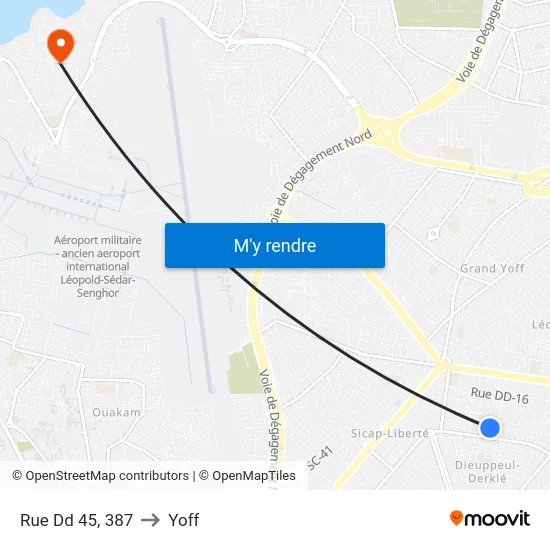 Rue Dd 45, 387 to Yoff map