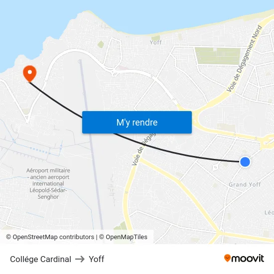 Collége Cardinal to Yoff map