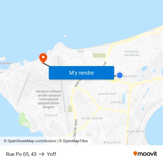 Rue Po 05, 43 to Yoff map