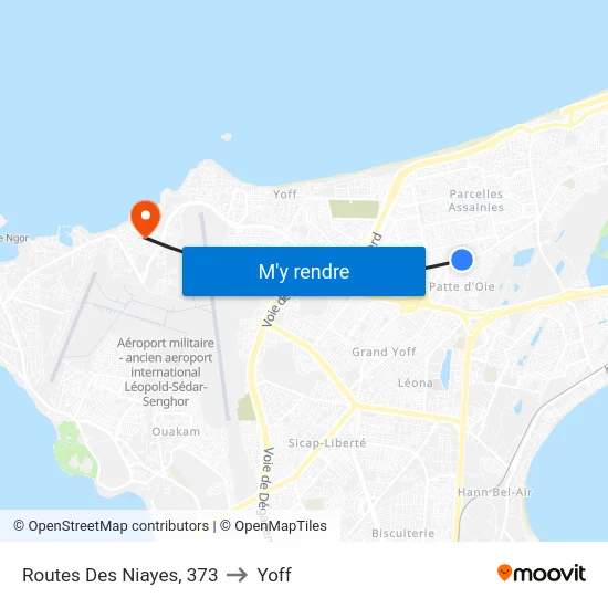 Routes Des Niayes, 373 to Yoff map