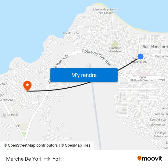 Marche De Yoff to Yoff map