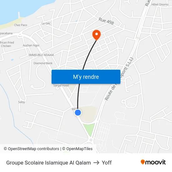 Groupe Scolaire Islamique Al Qalam to Yoff map