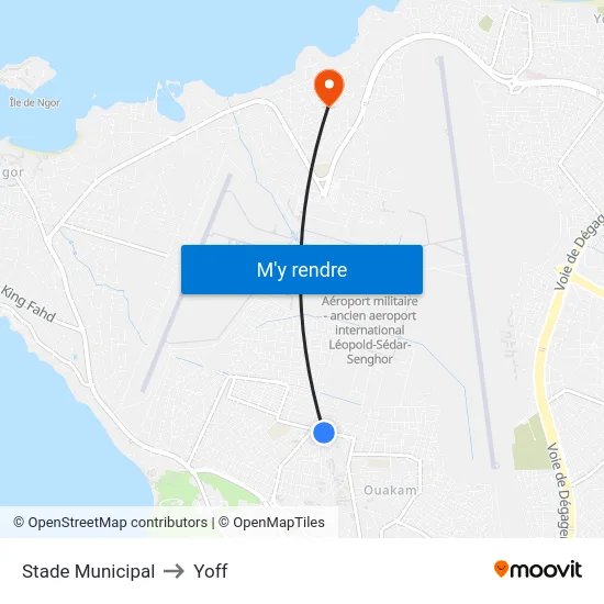 Stade Municipal to Yoff map