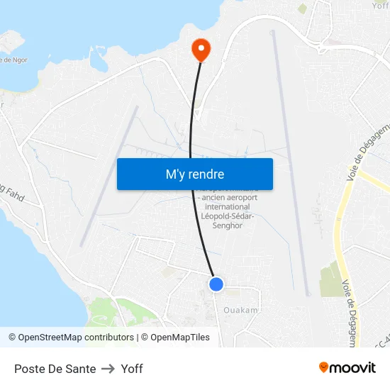 Poste De Sante to Yoff map