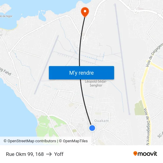 Rue Okm 99, 168 to Yoff map