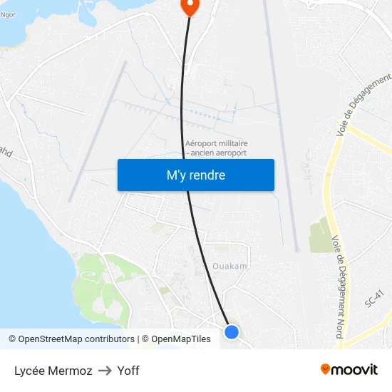 Lycée Mermoz to Yoff map