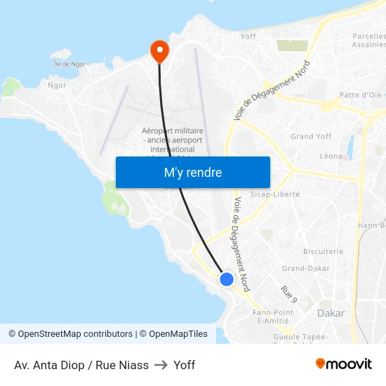 Av. Anta Diop / Rue Niass to Yoff map