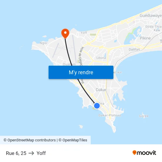 Rue 6, 25 to Yoff map