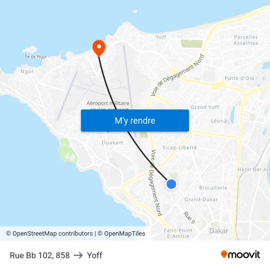 Rue Bb 102, 858 to Yoff map