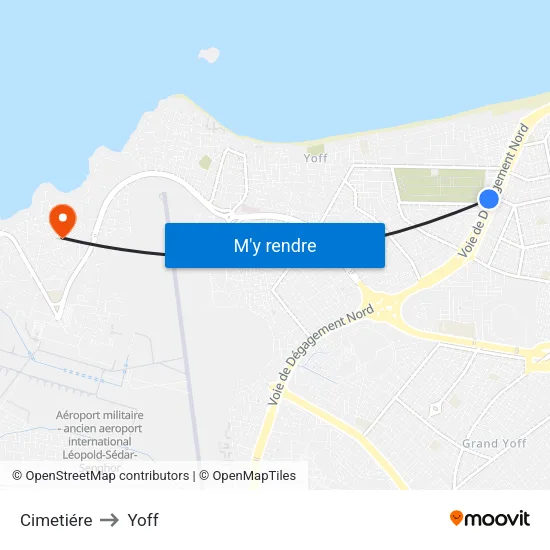 Cimetiére to Yoff map