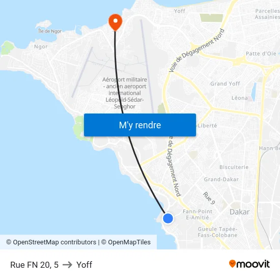 Rue FN 20, 5 to Yoff map