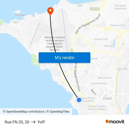 Rue FN 20, 20 to Yoff map