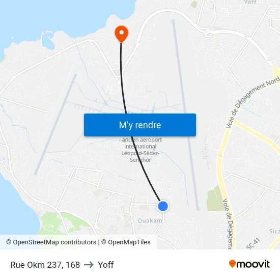 Rue Okm 237, 168 to Yoff map