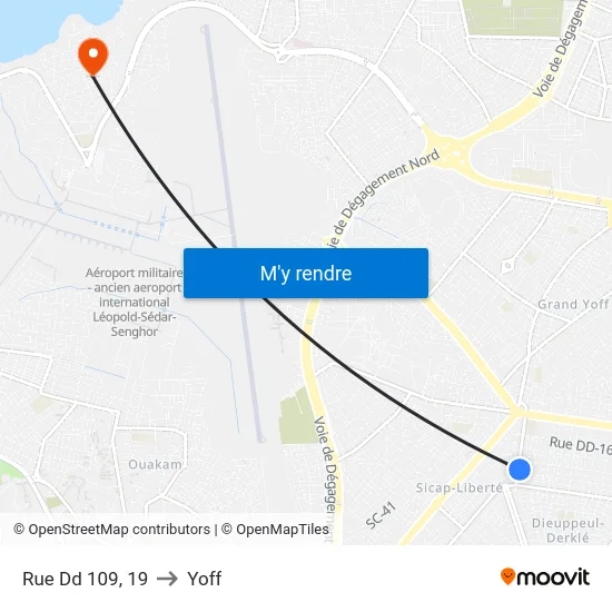 Rue Dd 109, 19 to Yoff map