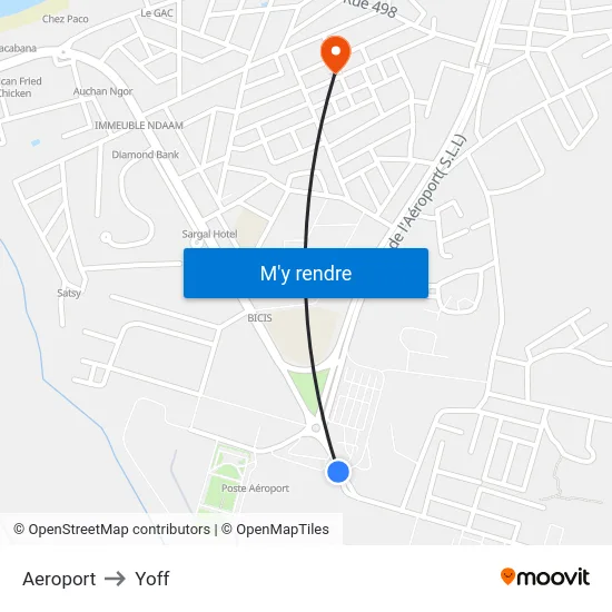 Aeroport to Yoff map