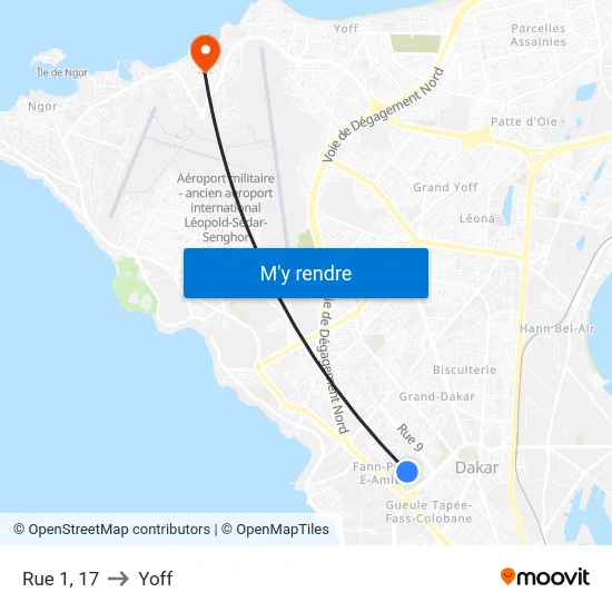 Rue 1, 17 to Yoff map