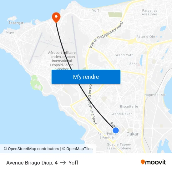 Avenue Birago Diop, 4 to Yoff map