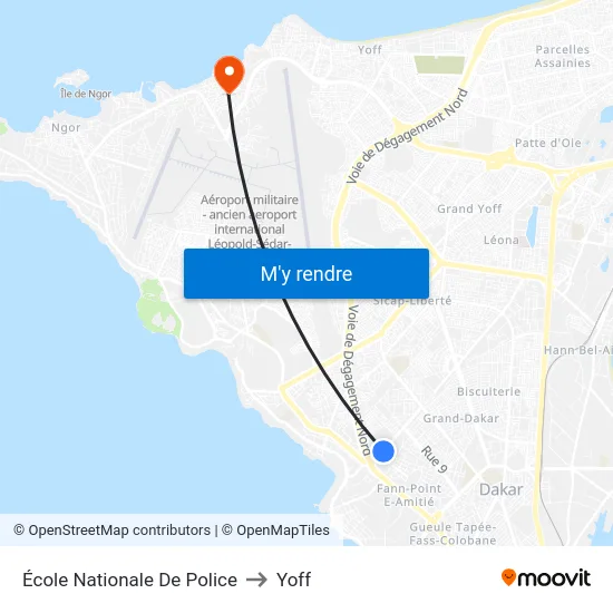 École Nationale De Police to Yoff map