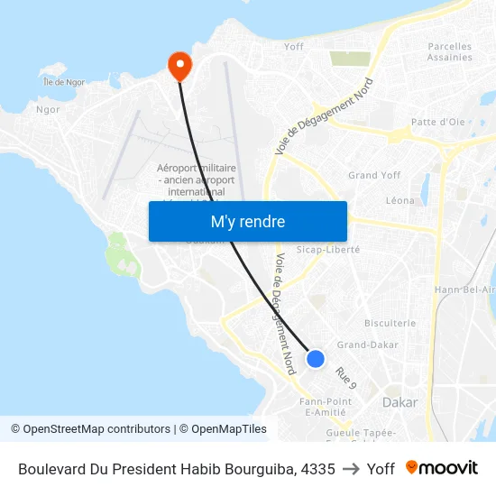 Boulevard Du President Habib Bourguiba, 4335 to Yoff map
