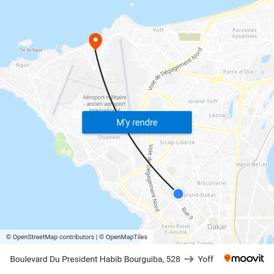 Boulevard Du President Habib Bourguiba, 528 to Yoff map