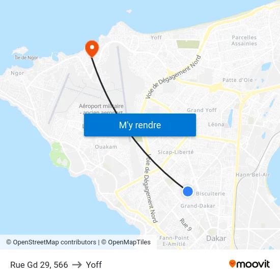 Rue Gd 29, 566 to Yoff map