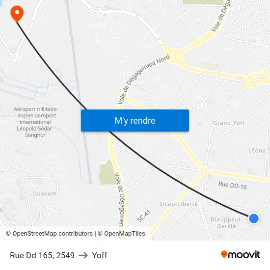 Rue Dd 165, 2549 to Yoff map