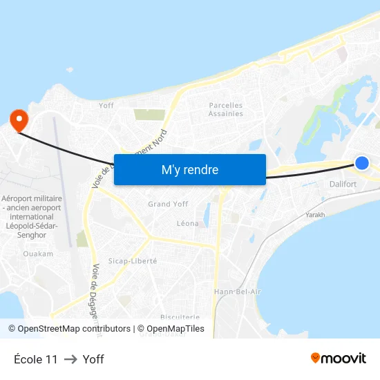 École 11 to Yoff map