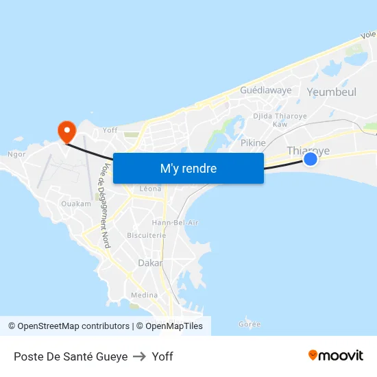 Poste De Santé Gueye to Yoff map