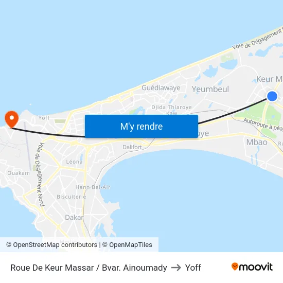 Roue De Keur Massar / Bvar. Ainoumady to Yoff map