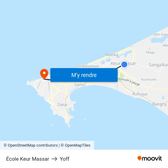 École Keur Massar to Yoff map