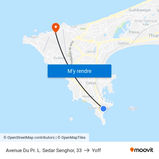 Avenue Du Pr. L. Sedar Senghor, 33 to Yoff map
