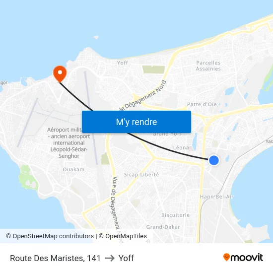 Route Des Maristes, 141 to Yoff map