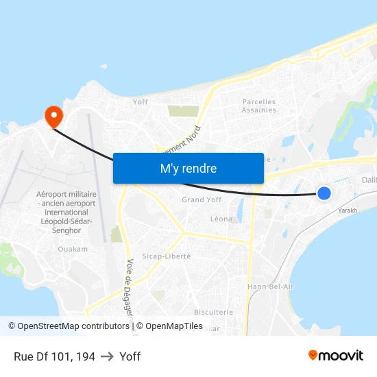 Rue Df 101, 194 to Yoff map