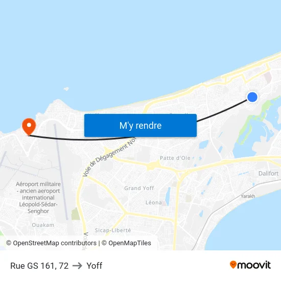 Rue GS 161, 72 to Yoff map