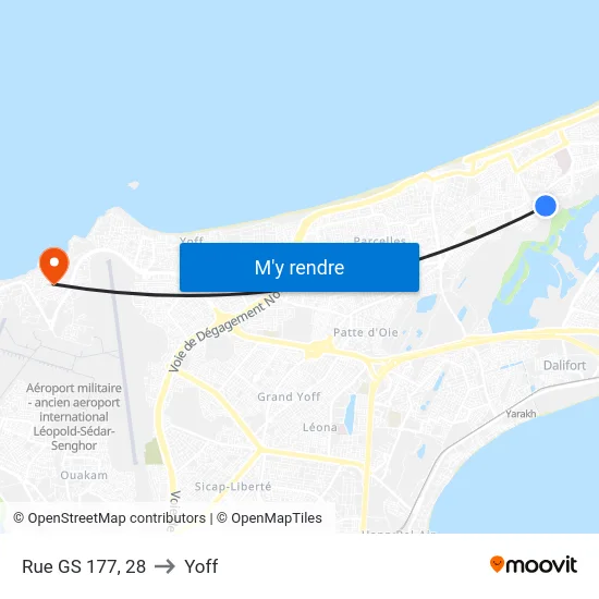 Rue GS 177, 28 to Yoff map