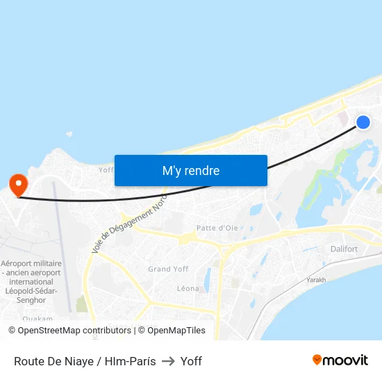 Route De Niaye / Hlm-París to Yoff map