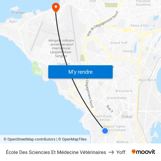 École Des Sciencies Et Médecine Vétérinaires to Yoff map