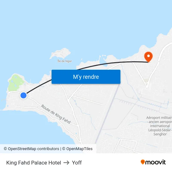King Fahd Palace Hotel to Yoff map